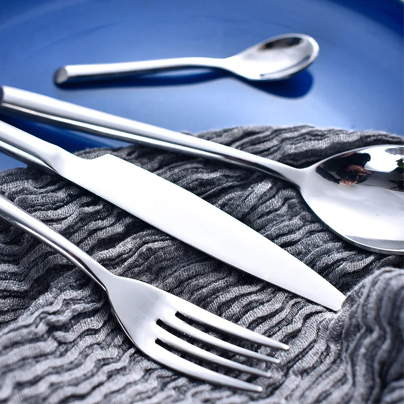 

Thick Stainless Steel Cutlery Set, Metal Forks and Spoon Set, Household Simple Dinnerware, Eco Friendly Kitchen Accessories