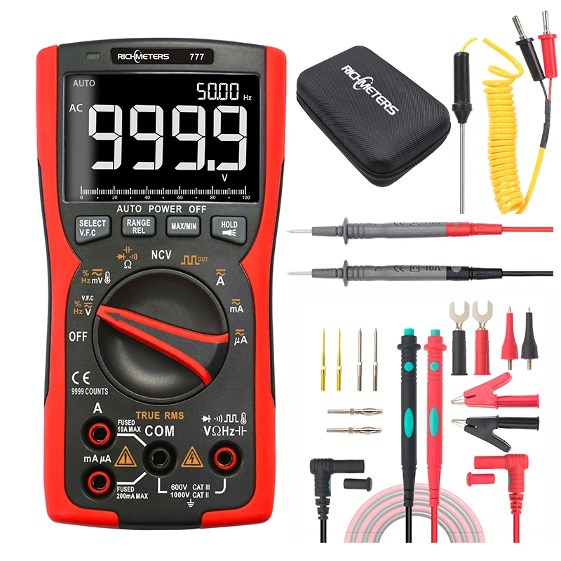 RM777 Digital Multimeter 9999 Professional True RMS Analog Tester Multimetro DIY Transistor Capacitor NCV ACDC Current Meter