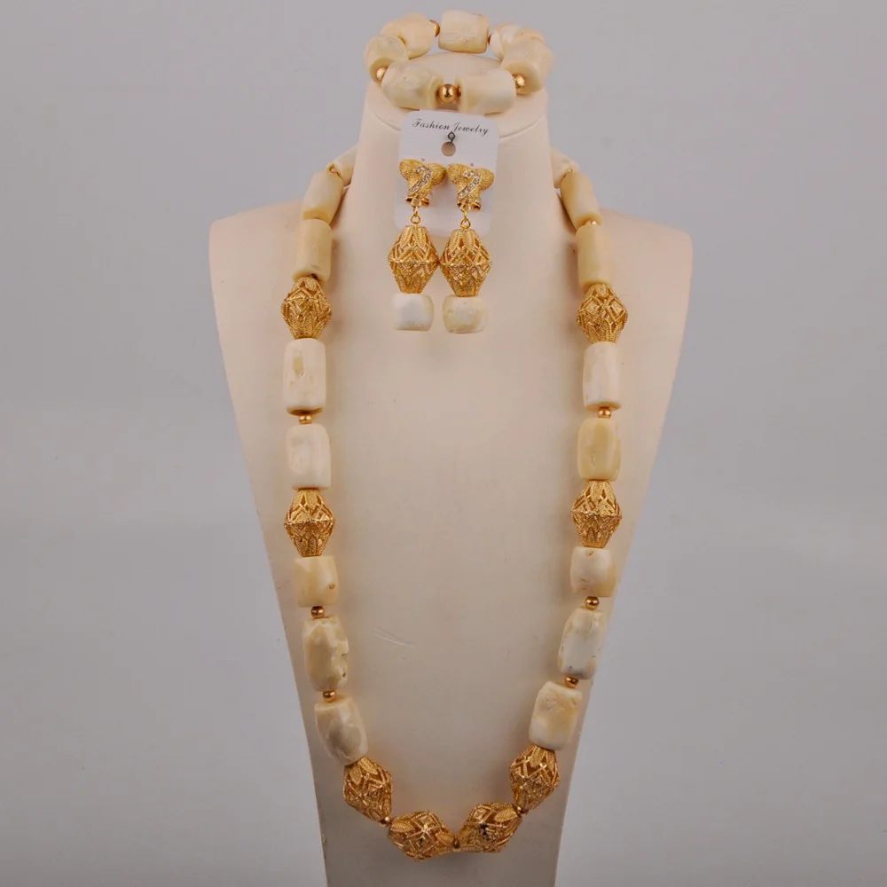 

Banquet Dress Accessories Nigeria Wedding White Natural Coral Necklace African Female Bride Wedding Jewelry Set AU-649