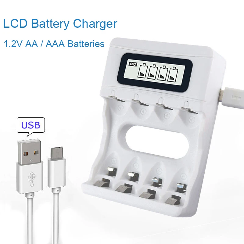 Интеллектуальный ЖК-Дисплей AA/AAA Зарядное устройство Для Ni-Cd Ni-Mh Аккумуляторы USB Интерфейс Smart Зарядные Устройства США/ЕС Plug