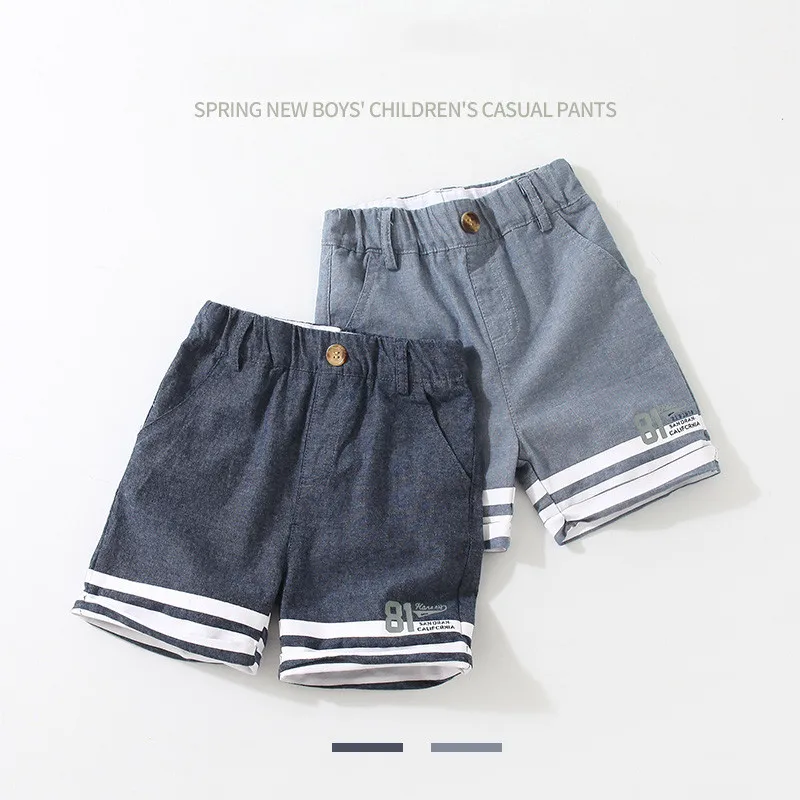 2024 Hot Summer New Fashion 2 3 4 5 6 7 8 9 10 Years Cotton Sports Drawstring Stripe Handsome Kids Baby Boy Shorts
