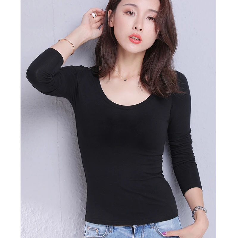 2022 Brand New Spring Autumn New Women's Wear T-shirt Long-sleeved Solid Color Leisure T-shirt for Female Cotton T-shirt