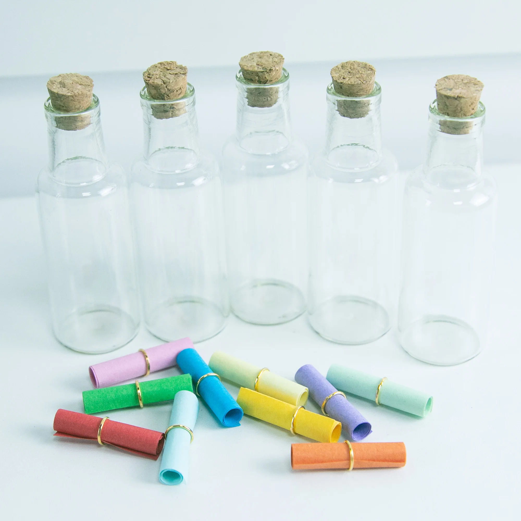 24Pcs 25ml Craft Small Hyaline Glass Container with Corks Creative Handicraft Refillable Vials Empty Gifts Drift Sand Bottles