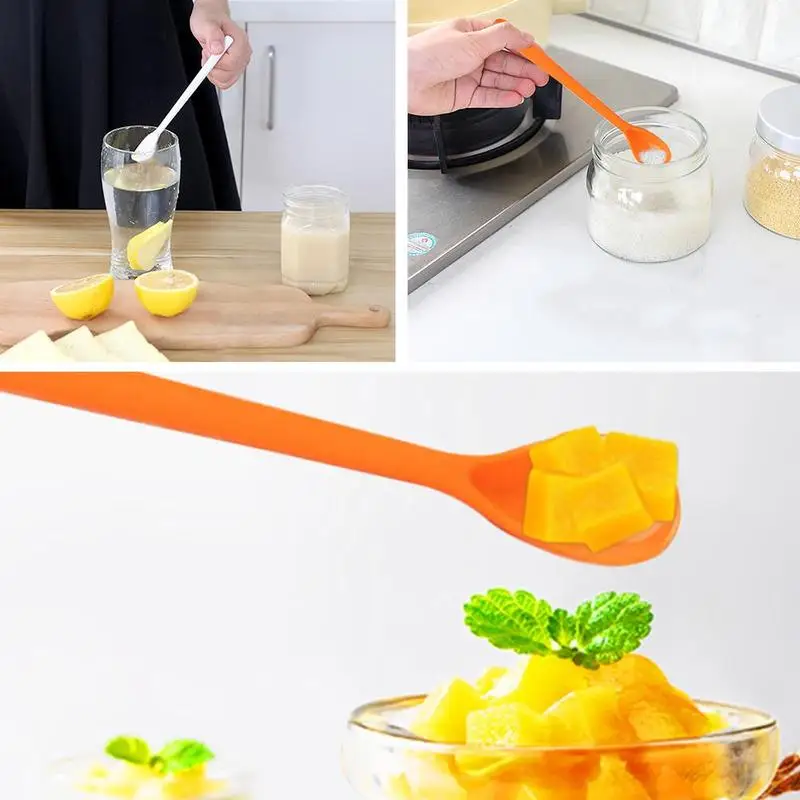 1PC สุ่มสี Long Handle ช้อนซุปชากาแฟช้อน Flatware ข้าวช้อนอาหารอาหารค่ำ Scoops ห้องครัว supply