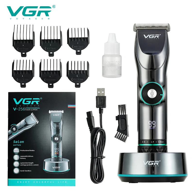 VGR-cortadora de pelo 256 para hombre, dispositivo profesional de cuidado Personal, con pantalla Digital, velocidad Variable, para Barbero, V256