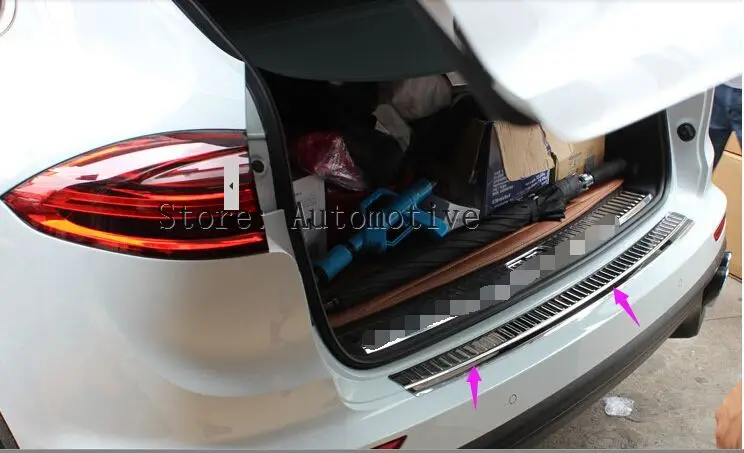 

stainless steel Rear Bumper Plate Protector step Guard For Porsche Cayenne 2015 2016 2017