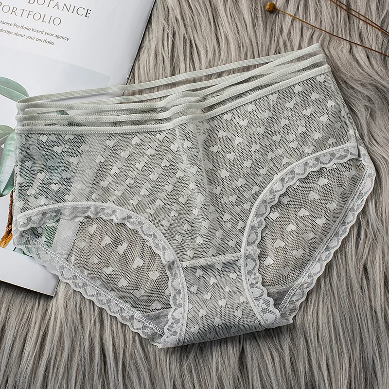 Transparent Panties for Women Underwear Sexy Lace Briefs Lingerie Breathable Hollow Out Briefs Female Panties Women 3pcs