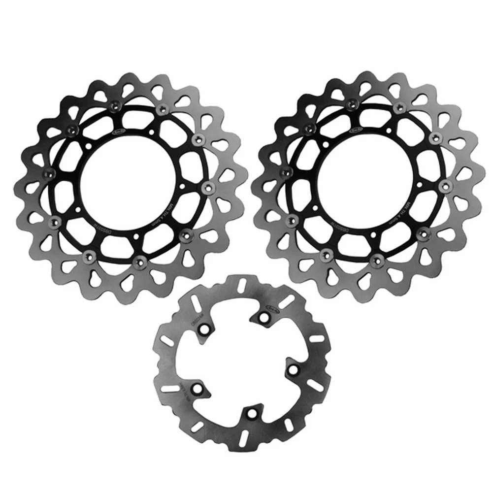 For Yamaha YZF R1 2004 2005 2006 Motorcycle Front Rear Brake Disc Rotors Set Floating Disks Black 3PCS