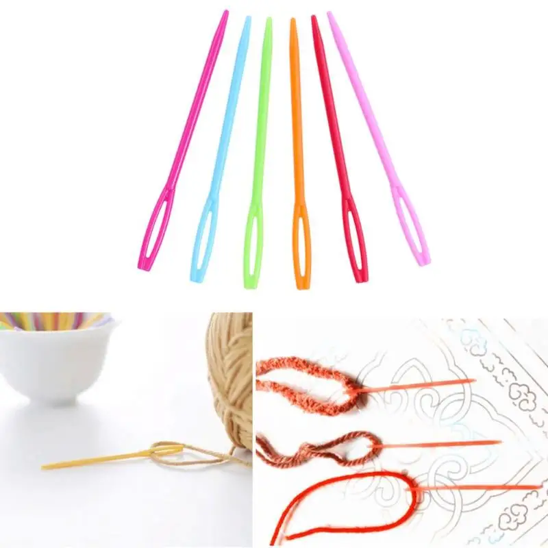 20PCs Mixed Color 7cm/9.5cm Plastic Knitting Needles Crochet Hooks Wool Yarn Needle Children DIY Sweater Weaving Tools Accessory