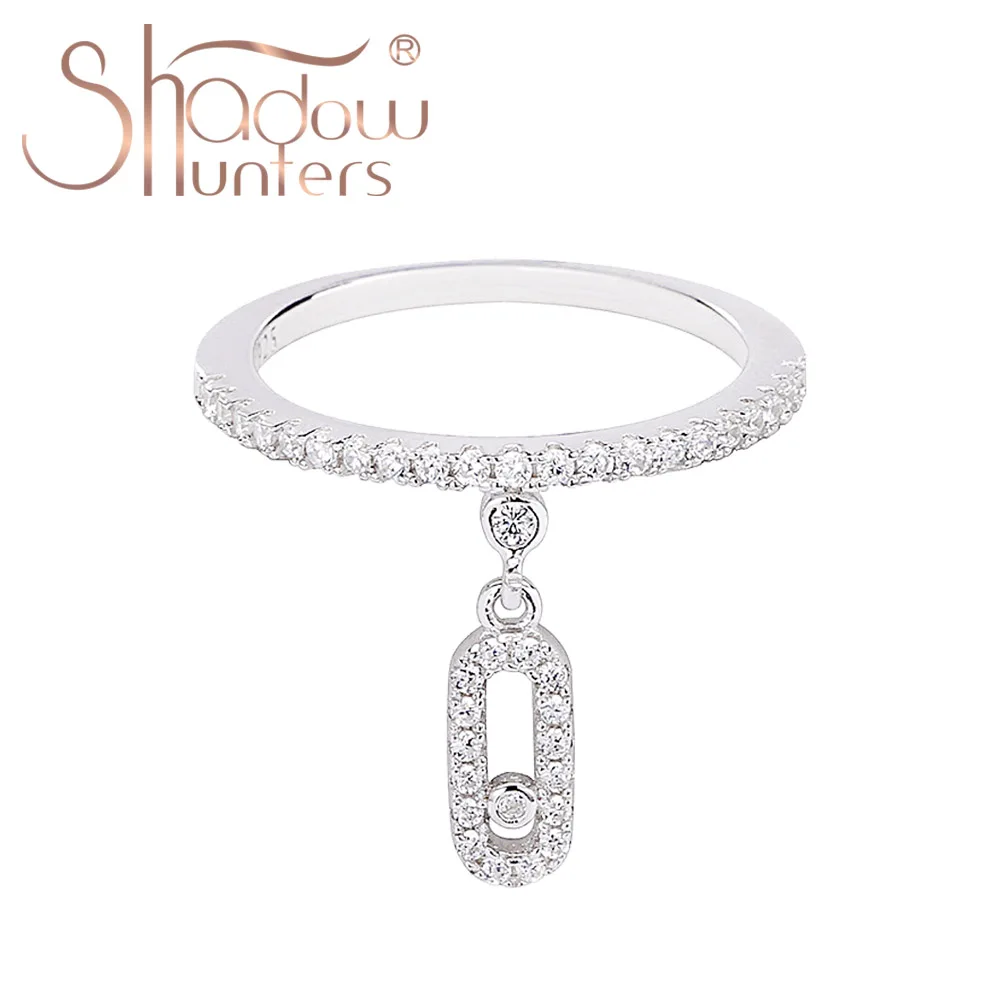 SHADOWHUNTERS 100% Real 925 Sterling Silver Women Luxury Ring Oval Pendant with Clear CZ Stone Centre For Wedding Jewelry Gifts