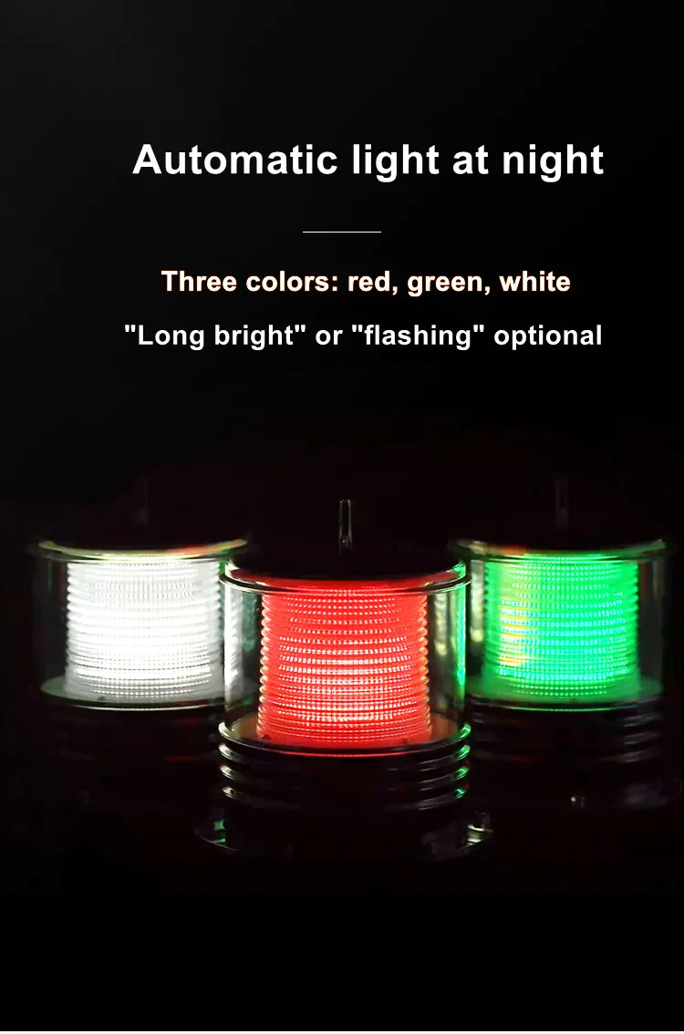 Marine LED Solar Powered Anchor Warning Light Navigation Lamp Net Beacon 3 Colors Flashing Signal Tri-color Light