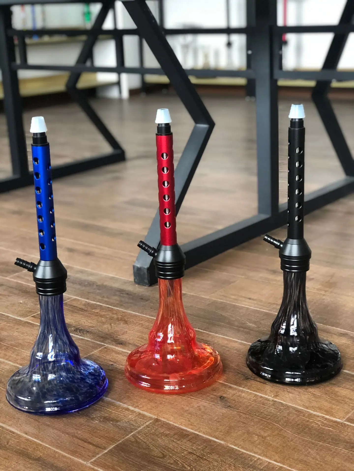 Hookah accessories factory affordable aluminum alloy medium single-tube or double-tube glass pot hookah set smoking accessories