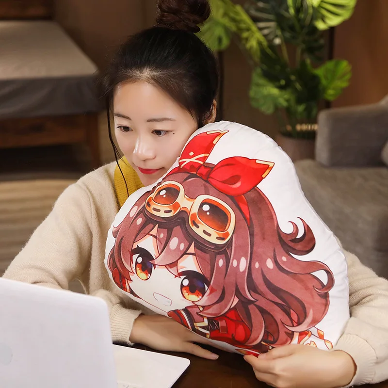 Genshin Impact Plush Pillow Game Genshin Impact Lumine Jean Gunnhildr Amber Kaeya Alberch Doll Cartoon Pillows Soft Stuffed Toy