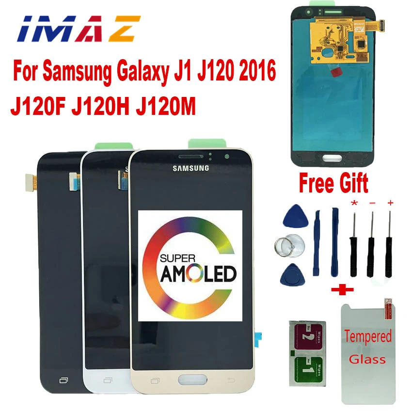 

IMAZ SUPER AMOLED LCD For Samsung Galaxy J1 2016 J120 J120F J120M/H LCD Display Touch Screen Digitizer Assembly For J120A LCD