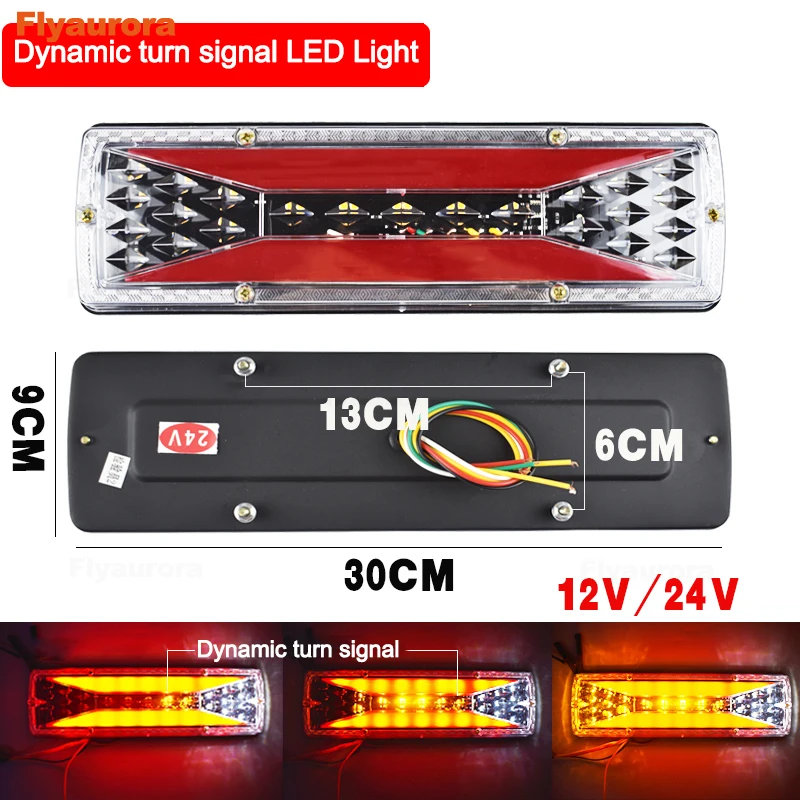 2PCS 12/24V LED Truck Rear Taillight Motorcycle Electric Tricycle Trailer Warning Lights Lorry Brake Reverse Turn Indicator Lamp