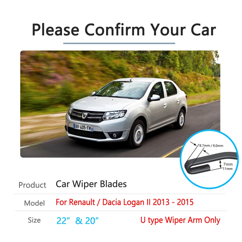 for Dacia Renault Logan II 2013~2015 2014 Front Windscreen Windshield Wipers Blades Car Wiper Blade Accessories 20