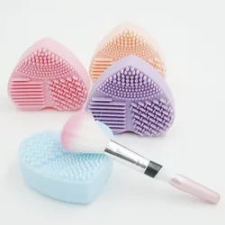 Portable Clean Brush Cosmetic Cleaning Tool Silicone Heart Shaped Makeup Brush Cleaner Wash Cleaning Tools Glove Scrubber