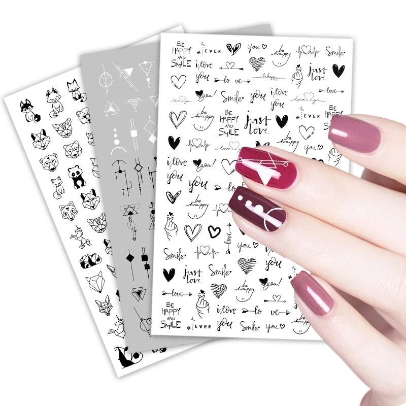 

3D Nail Stickers Women Face Sketch Abstract Butterfly Image Sexy Girl Nail Art Decor Sliders Manicure Stickers For Nails