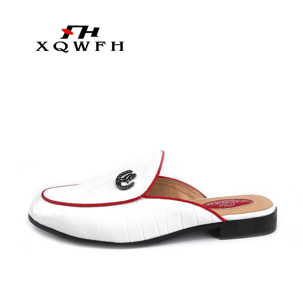 Men summer sandals casual flats banquet handmade men\'s slippers men dress shoes male smoking slippers plus size