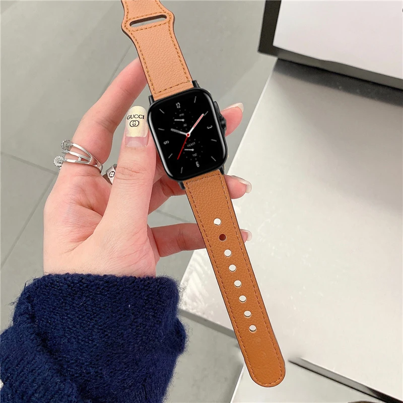 20mm 22mm Leather Band For Amazfit GTS 4/2/2e/3 GTS2 Mini/GTR 42mm/47mm GTR 4/2/3/Pro/stratos 3 Bracelet Amazfit bip/pace Straps image 3