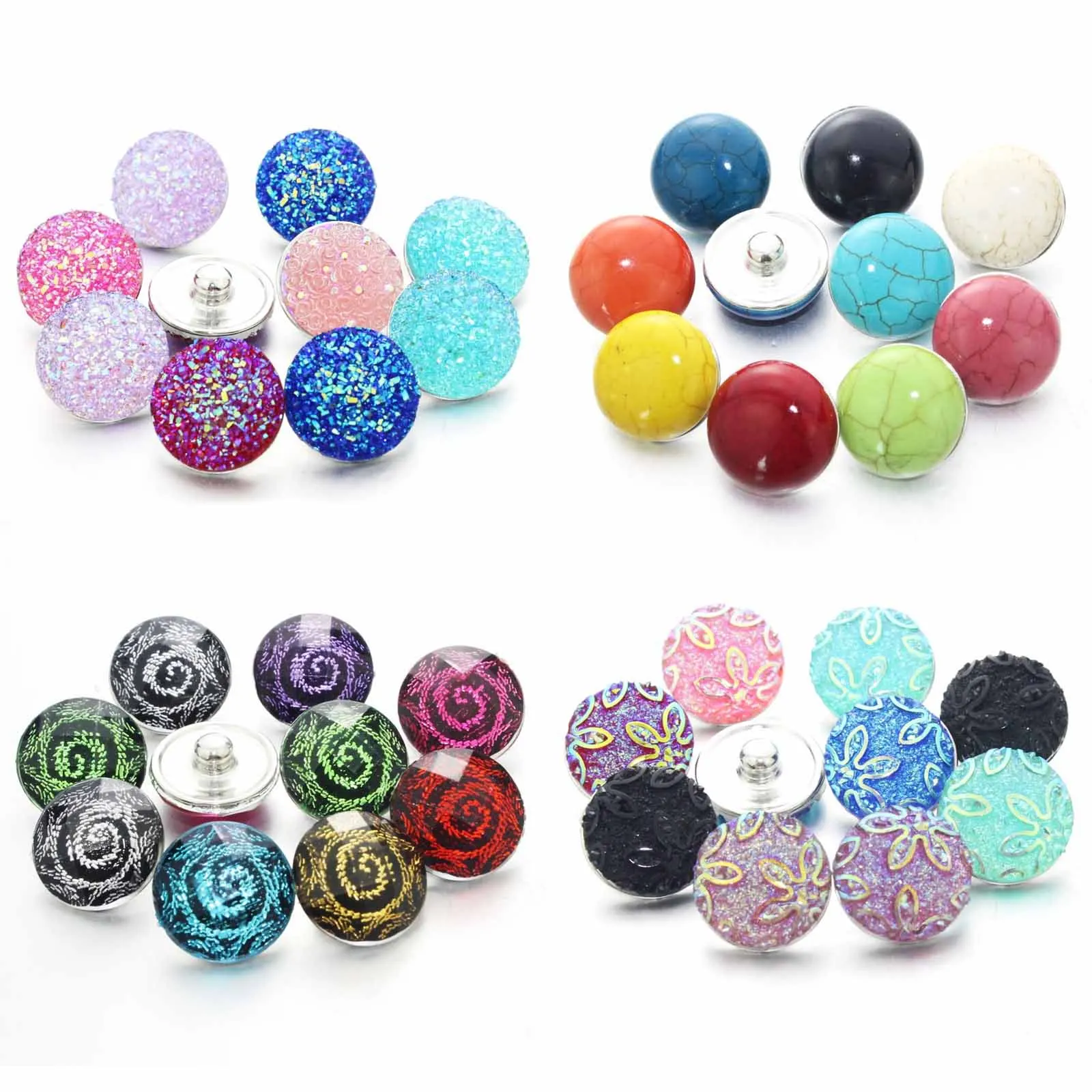 10 Pcs/lot New Snap Button Jewelry Mixed Style Ginger Resin 18mm Snap Buttons Fit Snap Bracelet Bangles Button Jewelry