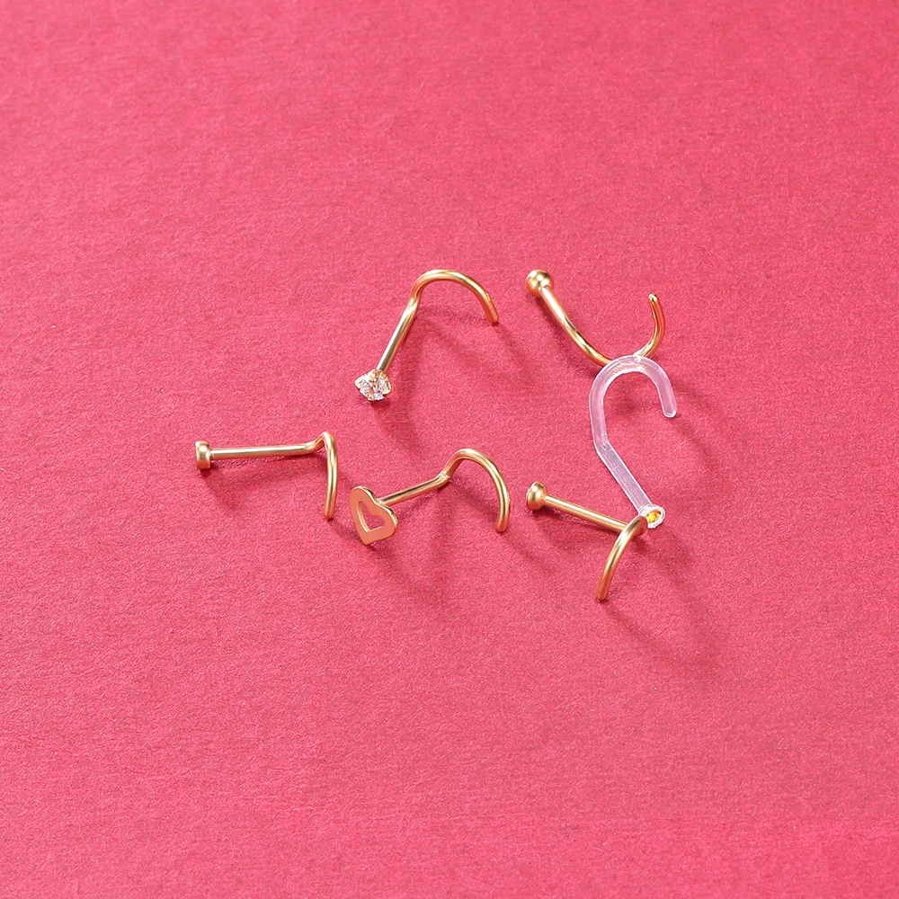 ZS 6PCS Mode Nase Septum Piercing Bolzen Set 18G Edelstahl Nase Septum Bolzen Körper Piercing Schmuck für Nase Piercing – Detail 11