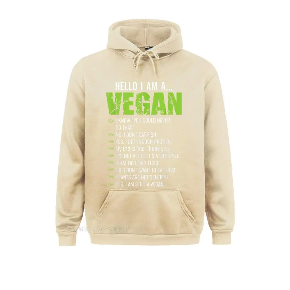 Funny Sarcastic Vegetarian Gift Hello I'm A Vegan Hoodies for Men Beach Sweatshirts Street Cute Sportswears Long Sleeve