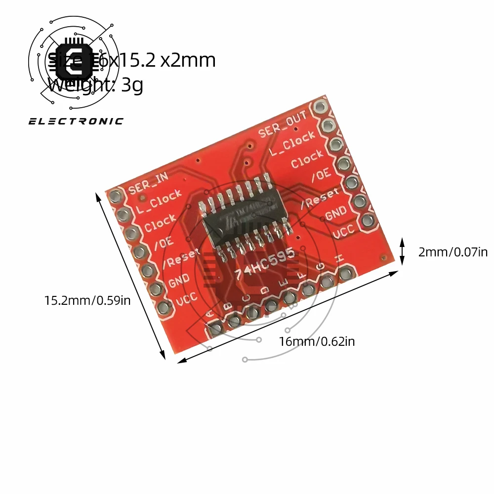 Interfaccia di serie Standard (SPI) del registro di spostamento del modulo di espansione DC3.3-5V 74HC595