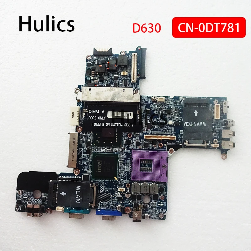 

Материнская плата для ноутбука Hulics, б/у, системная плата для DELL Latitude D630 CN-0DT781 DDR2, 0DT781, DT781