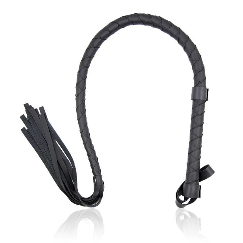 Black BDSM PU Leather Whip, BDSM, Spanking Flogger, Horse Tassel, Bondage Restrições, Brinquedos Sexuais para Mulheres, Casais, Jogos para Adultos