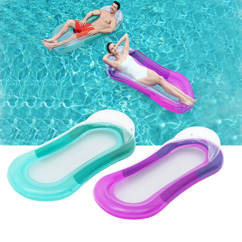 160*84cm PVC Swimming Inflatable Water Hammock Pool Lounge Water Floating Bed Chair for Swimming Pool