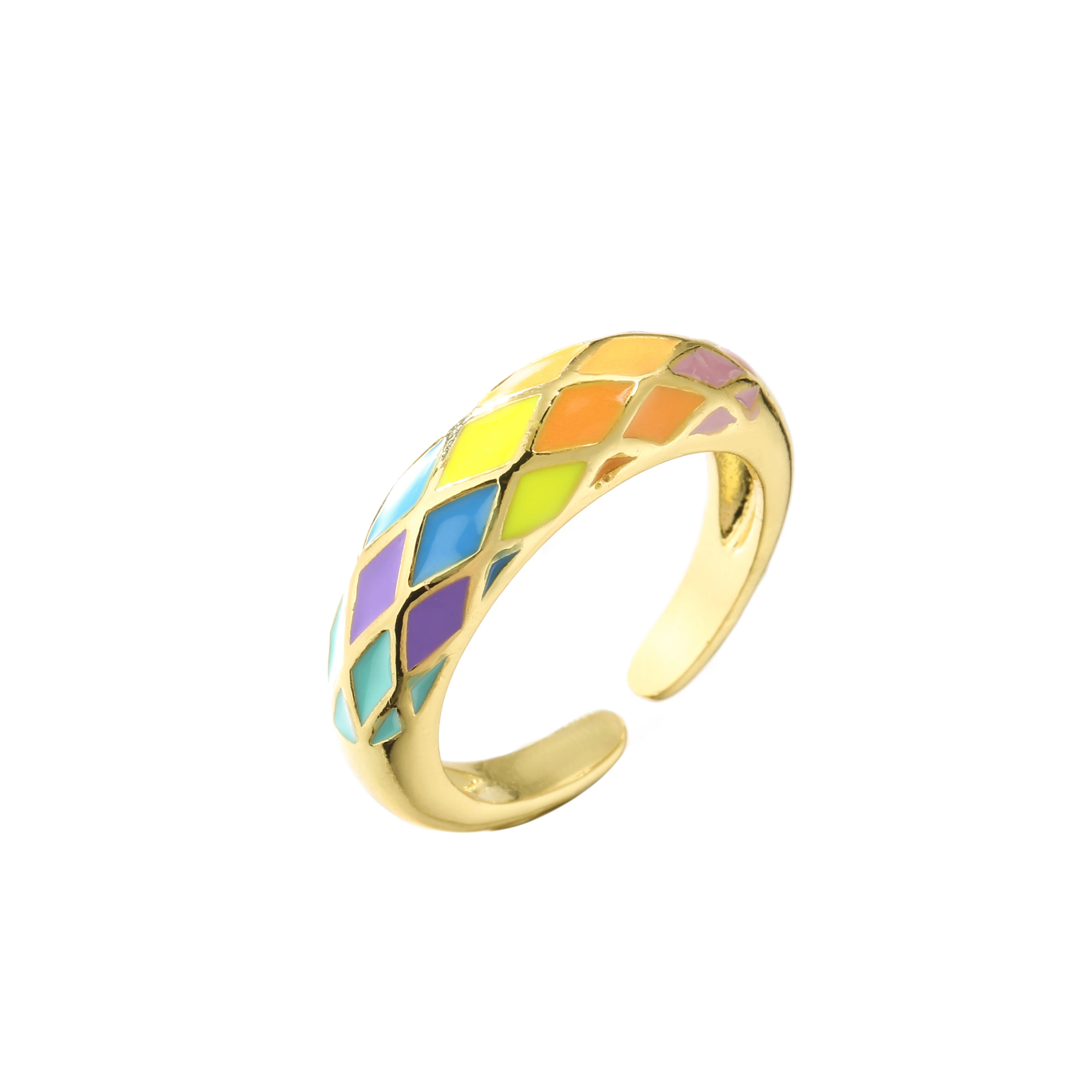 Rainbow Rings,Colorful Geometry wedding Engagement Ring femme Women for ring party gift charm Rhinestone ins Jewelry