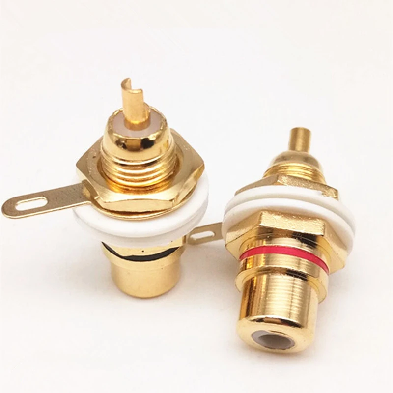 Adaptador de conector RCA para Audio y vídeo, conector hembra de alta calidad, chapado en oro, para soldar, 2 unids/lote