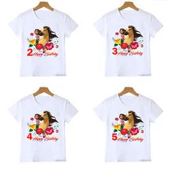 New Cute 2-10 Year Happy Brithday T Shirt Horse Spirit Mustang T-Shirt Anime Clothes Baby Boys Little Girls T-Shirts Tees Top