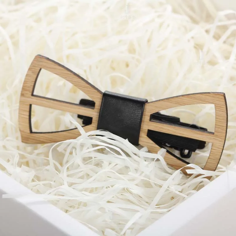 New Men\'s Classic Bamboo Wood Fashion Bow Ties Laser Cut Wooden Boys Hollow Butterfly Bow knots Gravatas Cravat For Man ties