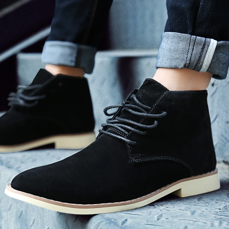 

Men Boots Nice Comfortable Spring Autumn Lace-up Casual Ankle Rubber Boots Male Shoes Hombre Sapatilha Black Blue Yellow 8886