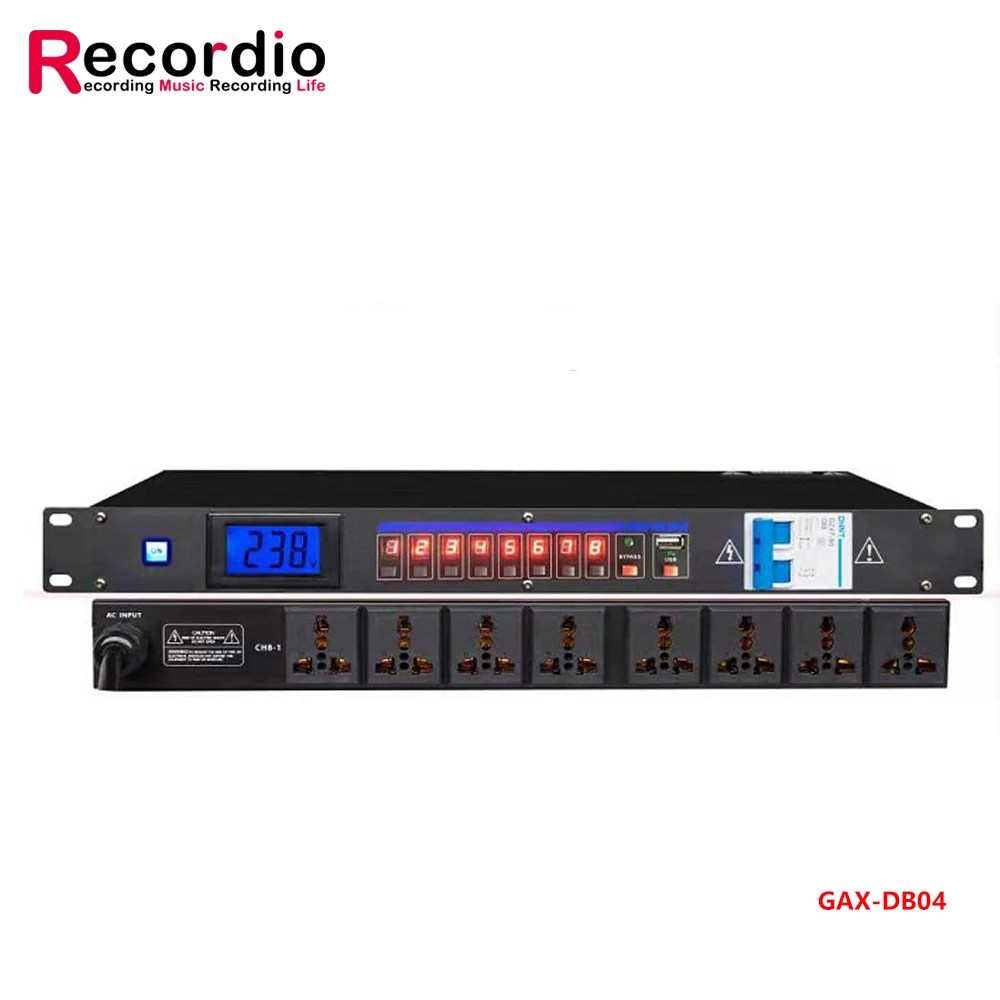 Controlador de gestión de pedidos de enchufe secuenciador de potencia de 8/10 vías para escenario profesional GAX-DB04 para equipos de dj