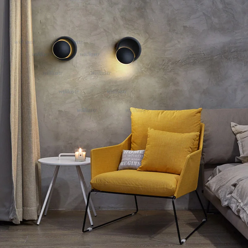 

360° Rotatable Wall Lamp Aluminum Sconce Crescent Moon Eclipse Hotel Cafe Hall Aisle Staircase Balcony Bedside Modern LED Light