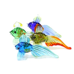 Murano Glass Tropical Fish Figurine Colorful Cute Vivid Simulation Sea Animal Craft Ornament Home Aquarium Decoration Collection