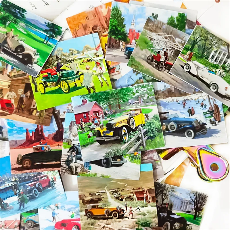 32pcs Photos Of Foreign Scenic Locomotives Decorative Ablum Diary Squared Paper Stickers Children Stationery Album Art Supplies