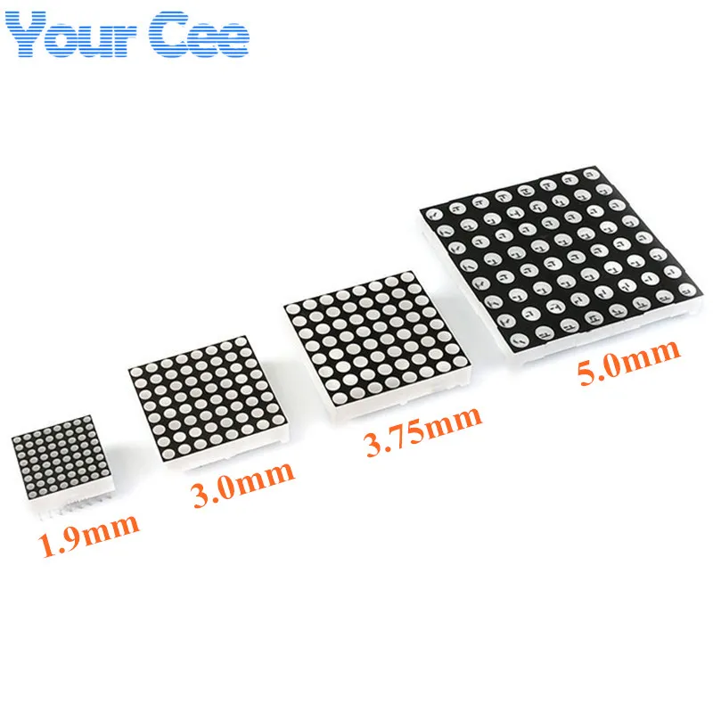 8x8 8*8 Dot Matrix Led krata czerwony wyświetlacz moduł 1.9mm 3mm 3.75mm 5mm cyfrowy w kształcie tuby wspólna anoda ekran do Diy