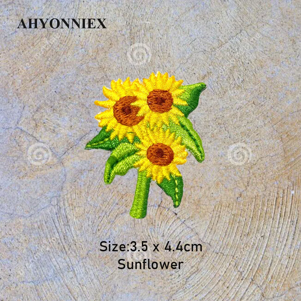 AHYONNIEX Pansy Lavender Sunflower Embroideried Patches for Bag Jeans Iron On Patches for Clothes Flower Small DIY Patches