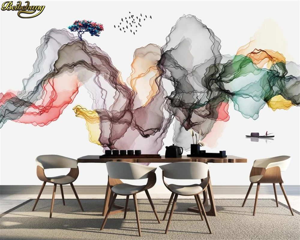 

beibehang custom 3d wallpaper mural ink painting mood landscape landscape living room tv background wall paper zen landscape