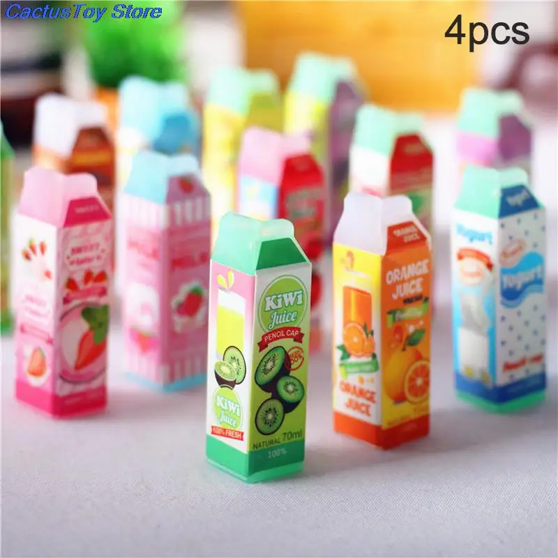 4pcs 1/12 Dollhouse Miniature ABS Juice Carton Bottle Drink Pretend Play Food Doll House Kitchen Accessories Toy