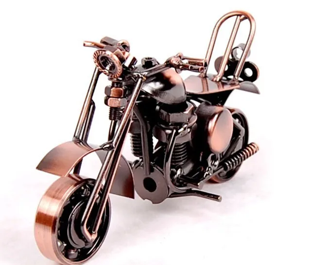 Poszycie metalowy do silnika rower figurka Retro Model motocykla dekoracja Handmade żelazo motocykl Prop Vintage Home Decor zabawka dla dzieci