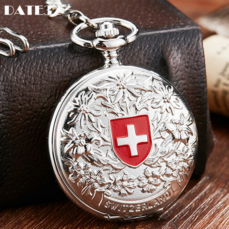 

Roman Numeral Doctor Nurse Mechanical Pocket Watch Sliver Skeleton Dial Male Switzerland Fob Chain Clock for Men Dropshipping