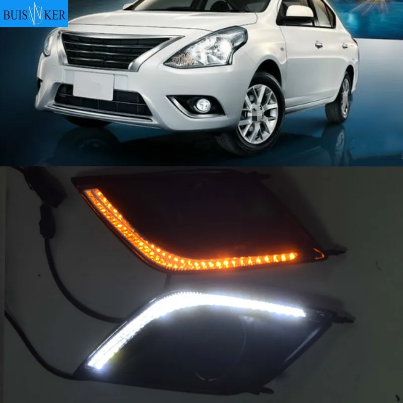 

2pcs For Nissan Almera Latio Sunny Versa 2014 2015 2016 2017 2018 DRL Daytime Running Lights Daylight Fog Head Lamp