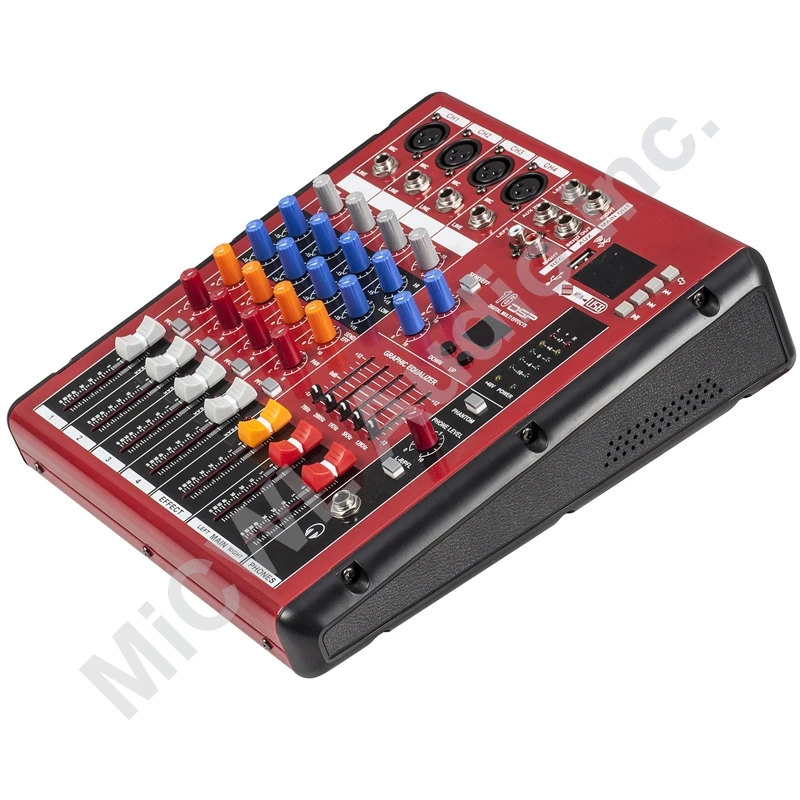 Red color EFX4 4 Channel Bluetooth Mixer Sound Mixing Microphone Stage Karaoke Mixer