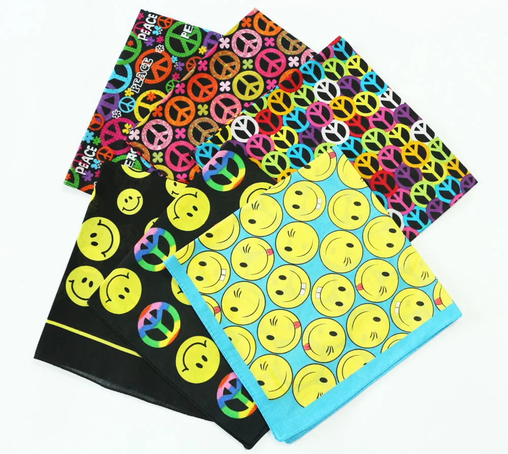 

Peace Smiley хлопковая Бандана с рисунком мужские хип-хоп головные шарфы Спортивная велосипедная маска головная повязка