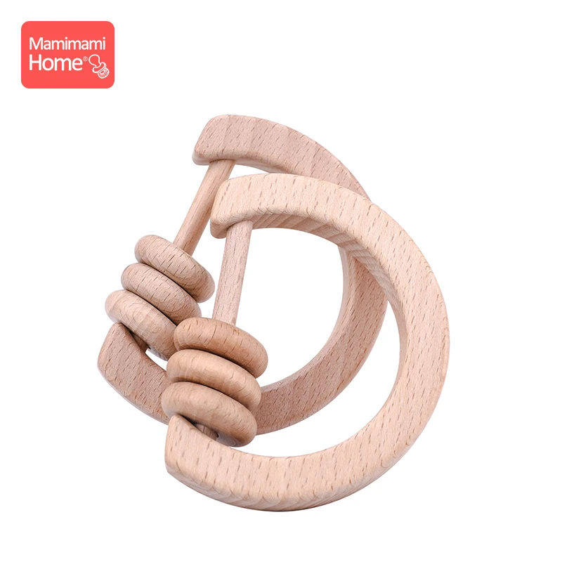 

1pc Baby Wooden Teether Rattle Toys Wooden Rattles Abacus Beads Musical Rattles Ring Toys Children'S Goods Classic Sensory Toys